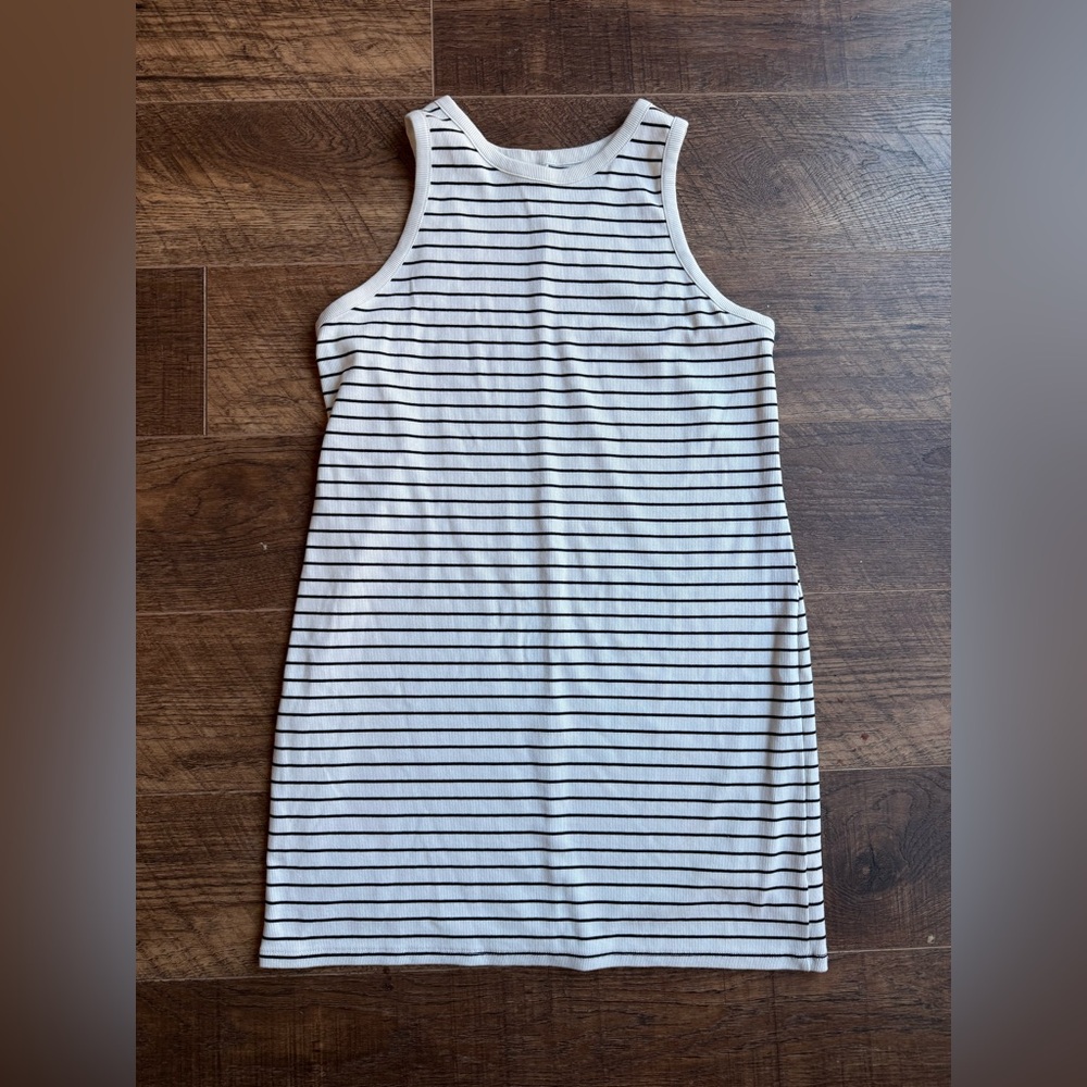 A New Day Black and White Striped Mini Dress